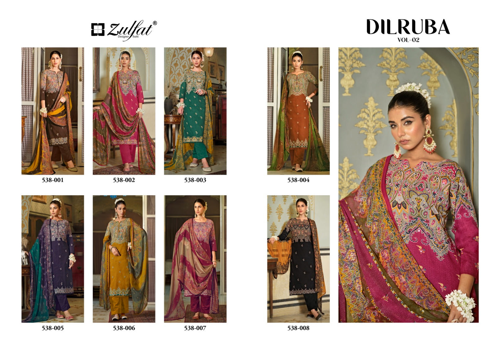 Dilruba Vol 2 Zulfat Designer Pure Cotton Pant Style Suits