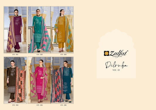 Dilruba Vol 3 Zulfat Designer Cotton Pant Style Suits Wholesale Price