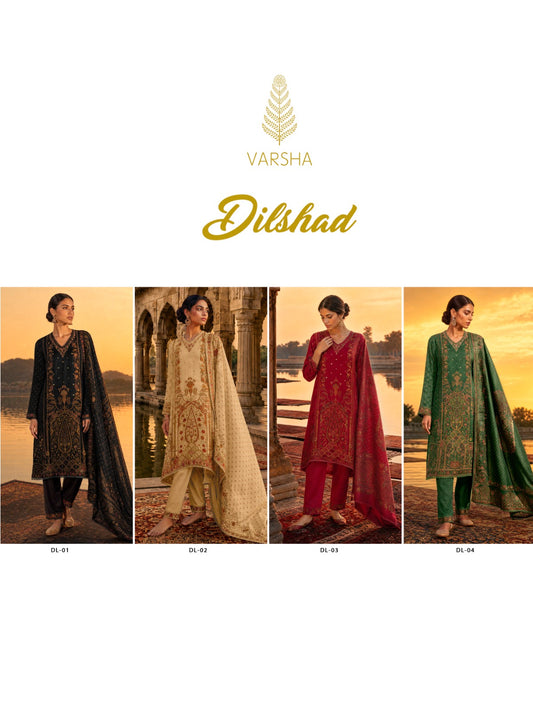 Dilshad Varshaa Silk Satin Pashmina Suits Wholesaler Ahmedabad