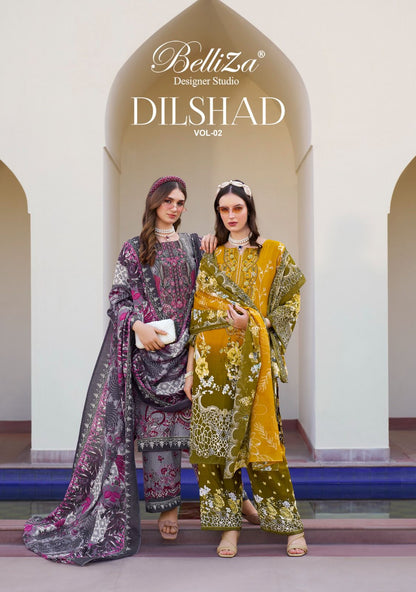 Dilshad Vol 2 Belliza Designer Studio Viscose Rayon Karachi Salwar Suits Wholesaler