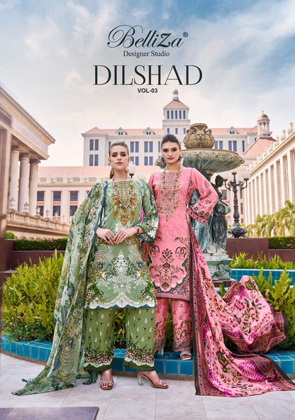 Dilshad Vol 3 Belliza Designer Studio Pure Viscose Karachi Salwar Suits Supplier