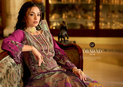 Dilshad Vol 4 Belliza Designer Studio Viscose Rayon Karachi Salwar Suits Exporter Gujarat