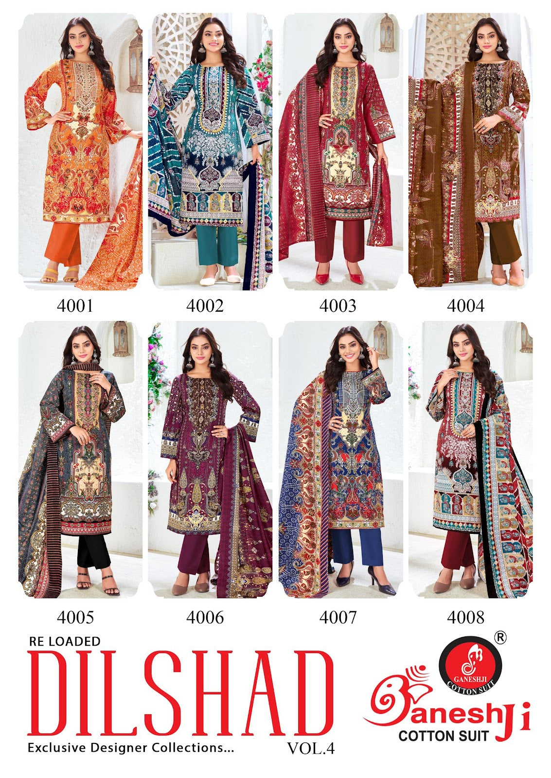 Dilshad Vol 4 Ganeshji Cotton Karachi Salwar Suits Exporter