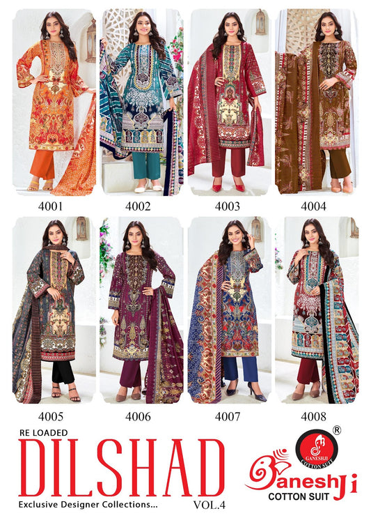 Dilshad Vol 4 Ganeshji Cotton Karachi Salwar Suits Exporter