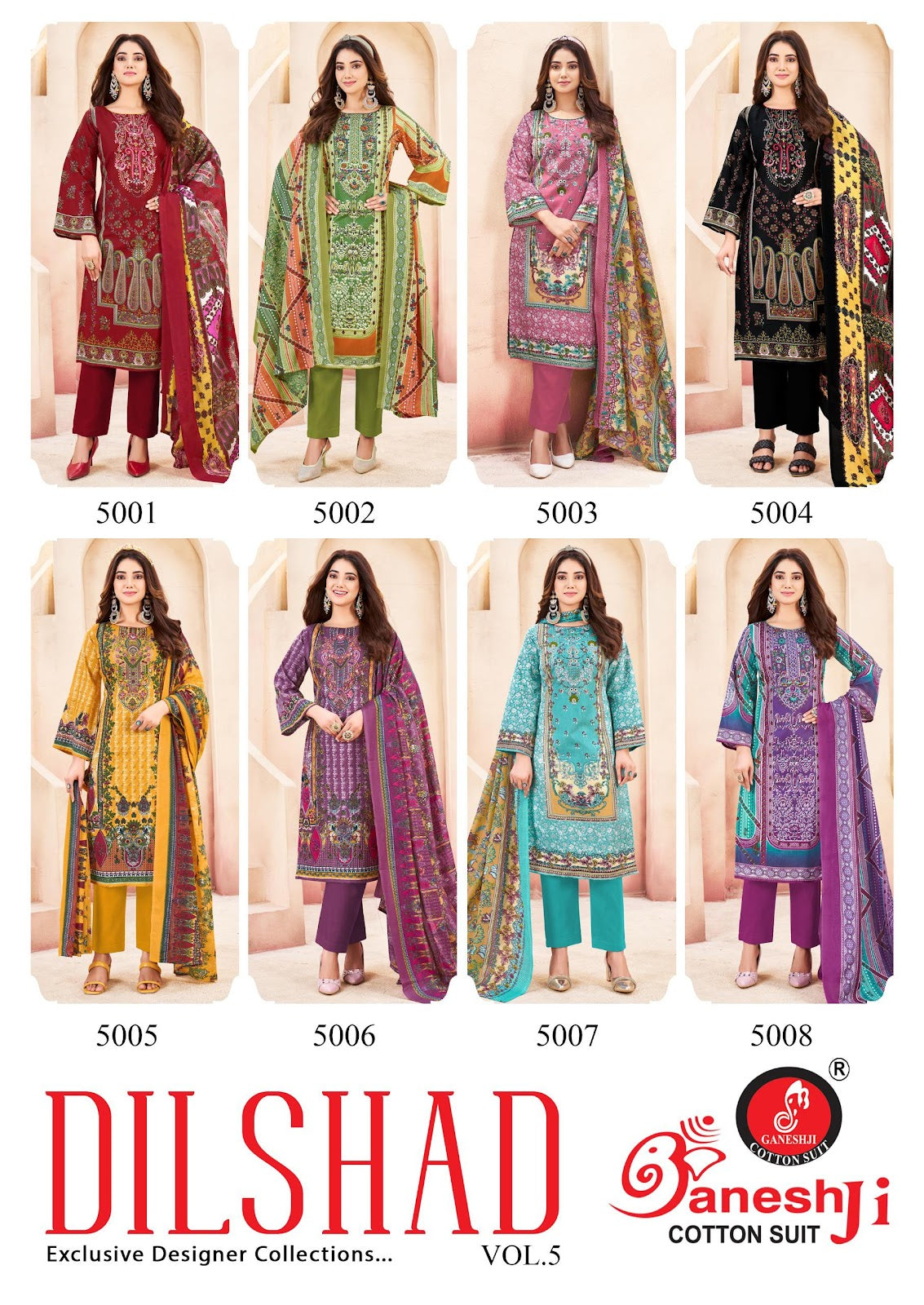 Dilshad Vol 5 Ganeshji Pure Cotton Karachi Salwar Suits Wholesaler India