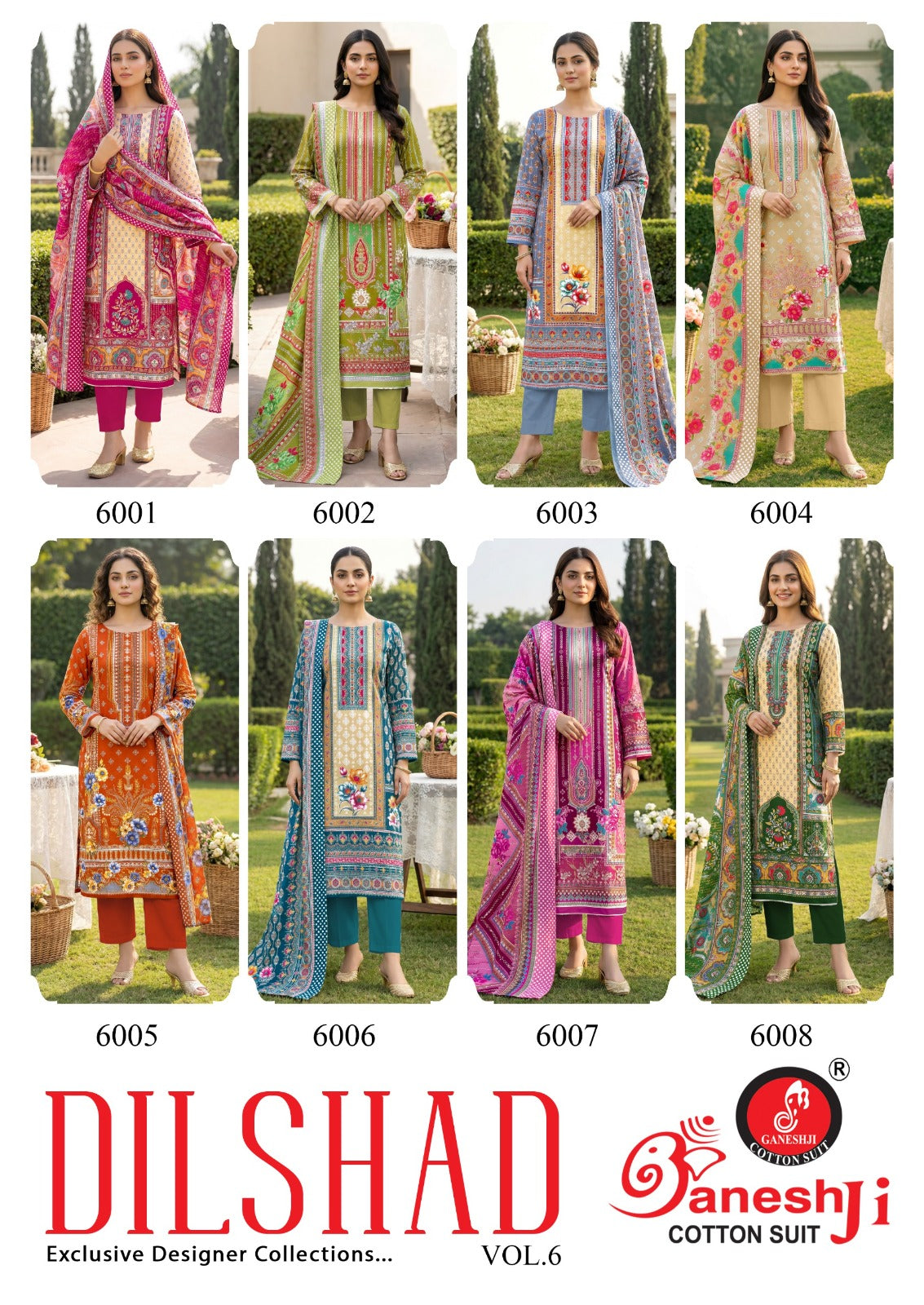 Dilshad Vol 6 Ganeshji Mix Cotton Karachi Salwar Suits Exporter