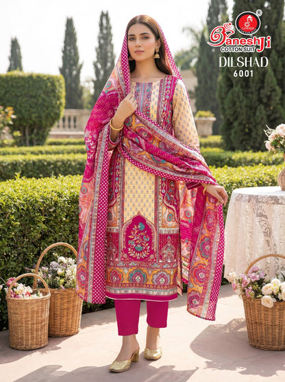Dilshad Vol 6 Ganeshji Mix Cotton Karachi Salwar Suits Exporter