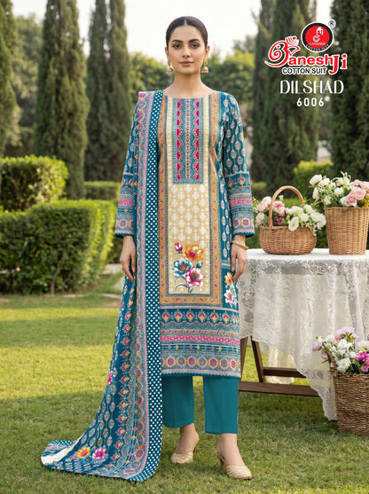 Dilshad Vol 6 Ganeshji Mix Cotton Karachi Salwar Suits Exporter