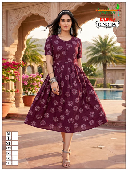 Dilwale Kanha Liva Reyon Anarkali Kurtis Exporter India