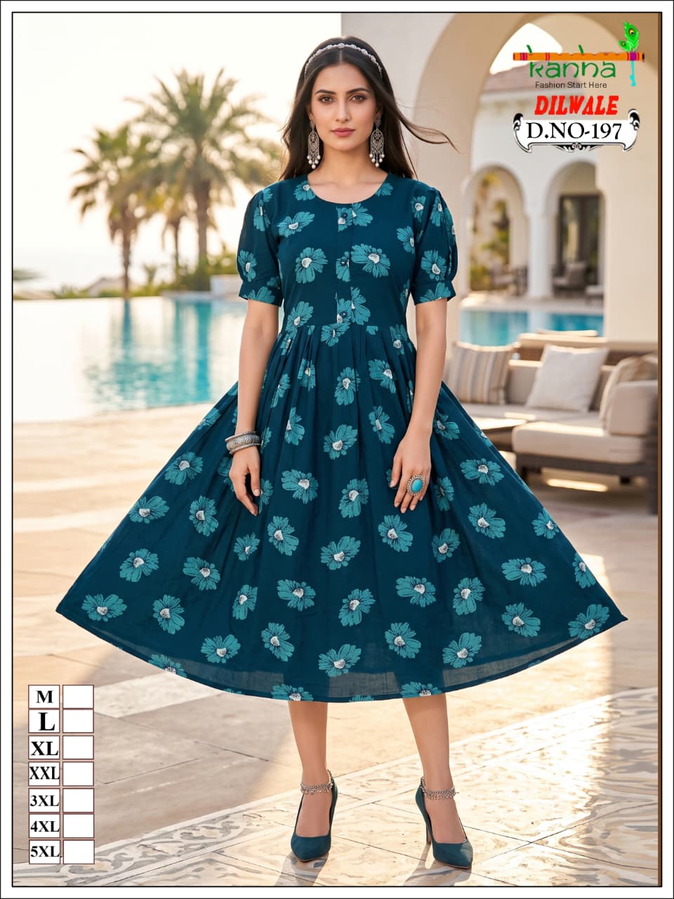 Dilwale Kanha Liva Reyon Anarkali Kurtis Exporter India