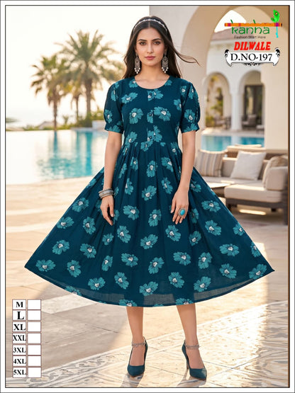 Dilwale Kanha Liva Reyon Anarkali Kurtis Exporter India