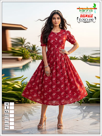 Dilwale Kanha Liva Reyon Anarkali Kurtis Exporter India