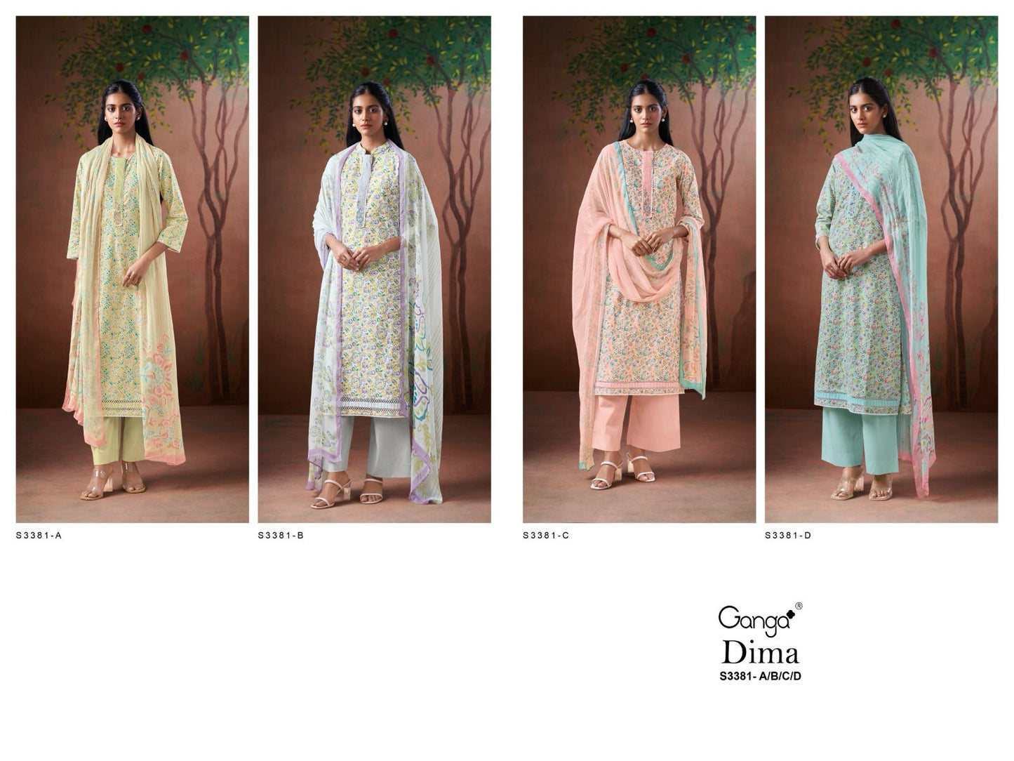 Dima 3381 Ganga Premium Cotton Pant Style Suits Wholesaler Ahmedabad