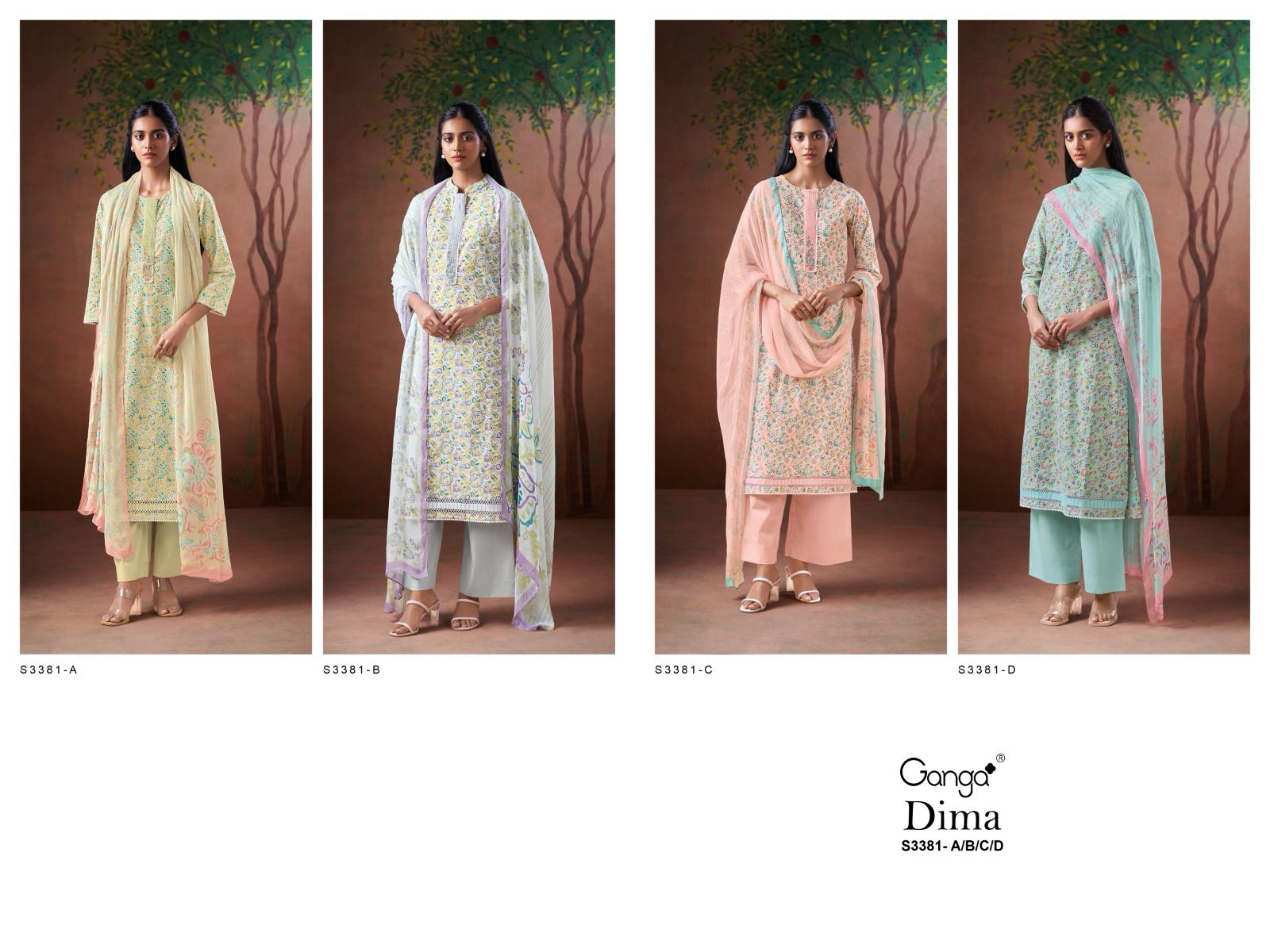 Dima 3381 Ganga Premium Cotton Pant Style Suits Wholesaler Ahmedabad
