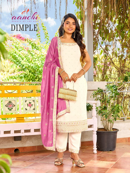 Dimple Aanchi Vichitra Silk Readymade Pant Style Suits Exporter