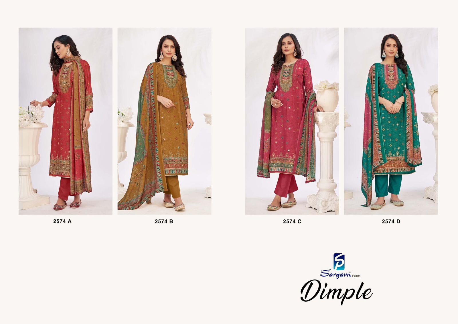 Dimple Sargam Prints Muslin Pant Style Suits Manufacturer Gujarat