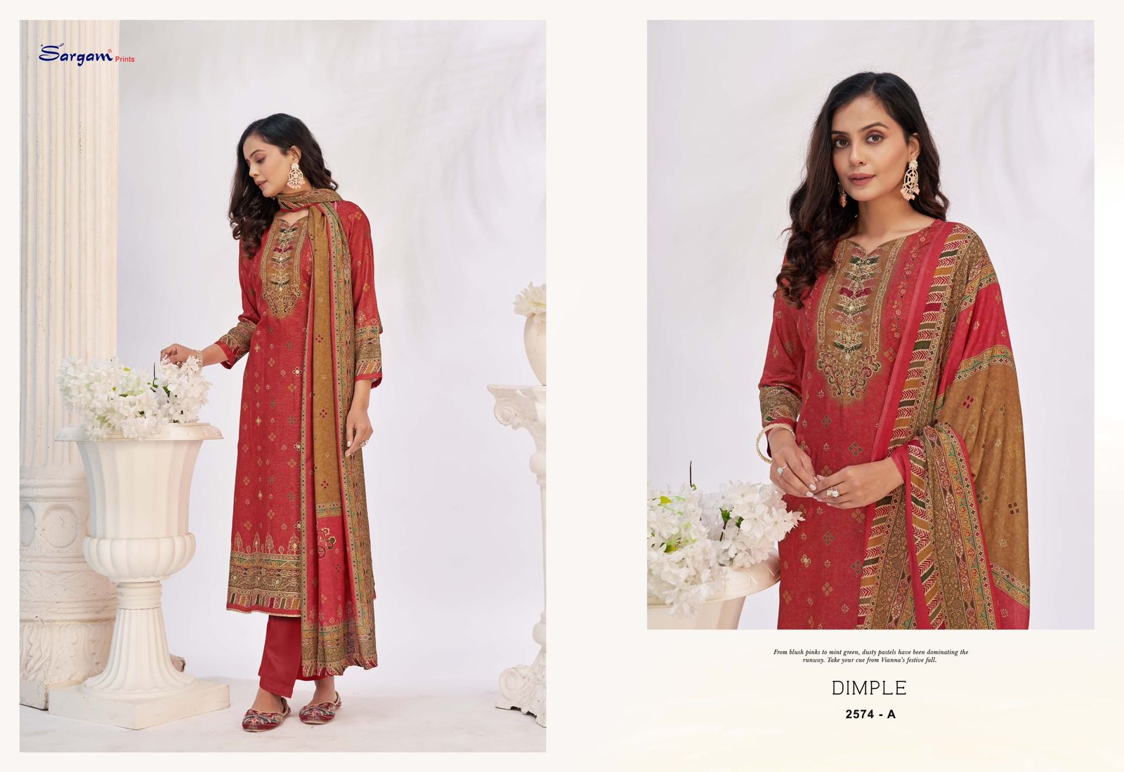 Dimple Sargam Prints Muslin Pant Style Suits Manufacturer Gujarat