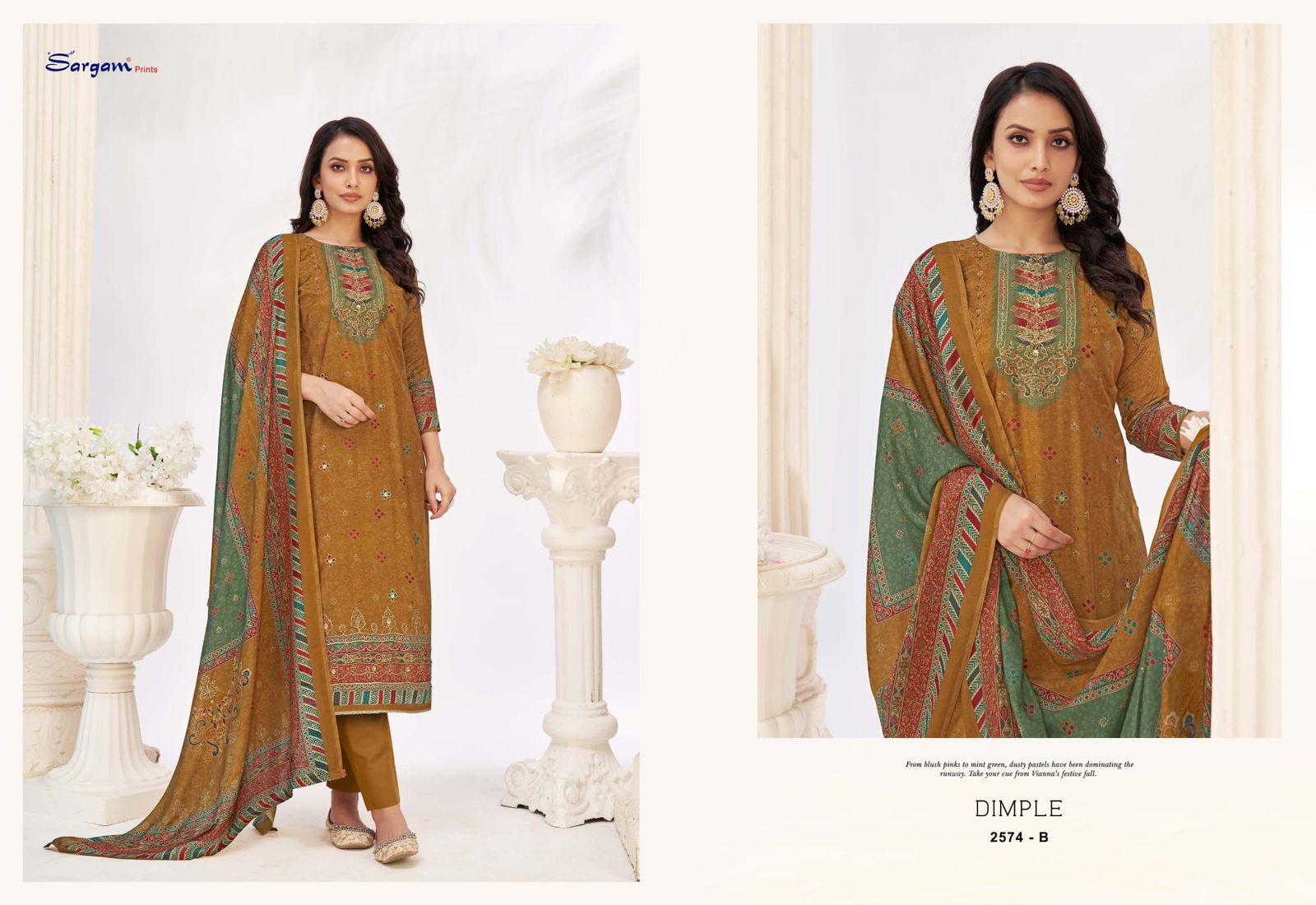 Dimple Sargam Prints Muslin Pant Style Suits Manufacturer Gujarat