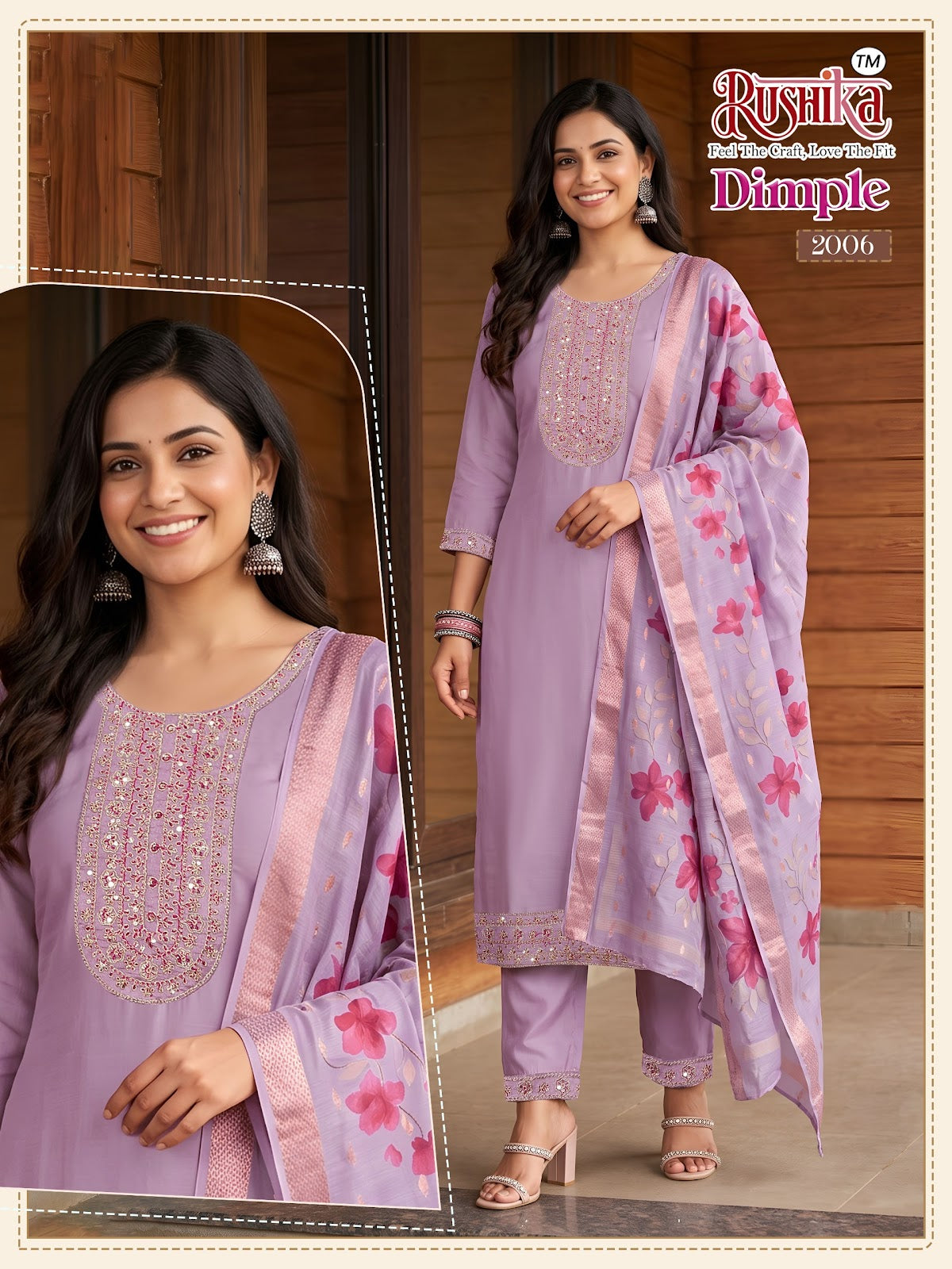 Dimple Vol 2 Rushika Vichitra Silk Readymade Pant Style Suits Wholesale Price