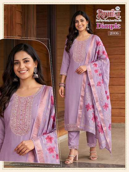 Dimple Vol 2 Rushika Vichitra Silk Readymade Pant Style Suits Wholesale Price