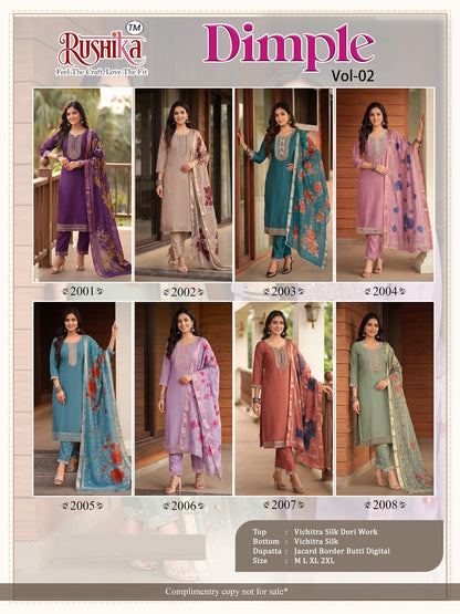 Dimple Vol 2 Rushika Vichitra Silk Readymade Pant Style Suits Wholesale Price