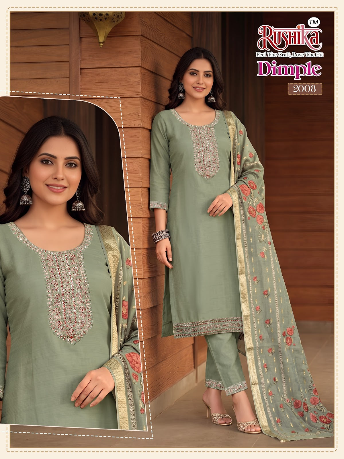 Dimple Vol 2 Rushika Vichitra Silk Readymade Pant Style Suits Wholesale Price