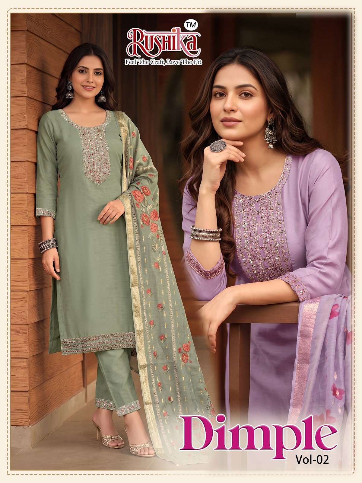 Dimple Vol 2 Rushika Vichitra Silk Readymade Pant Style Suits Wholesale Price