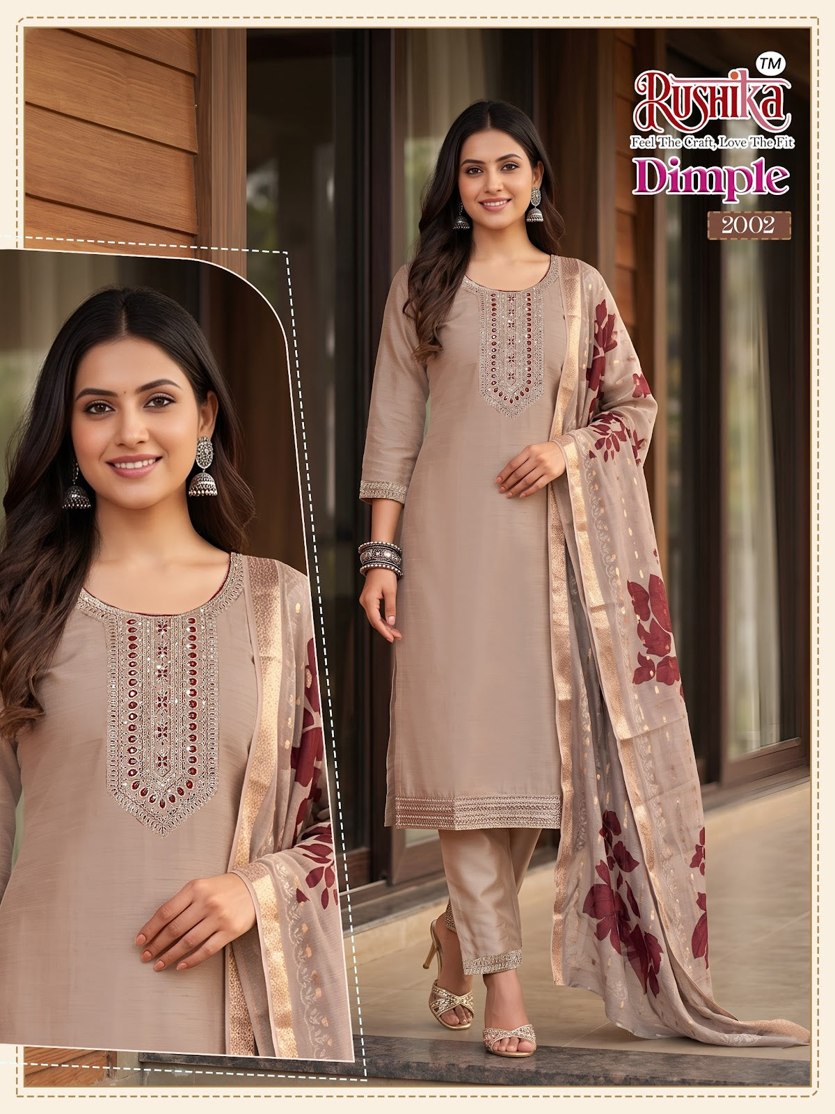 Dimple Vol 2 Rushika Vichitra Silk Readymade Pant Style Suits Wholesale Price