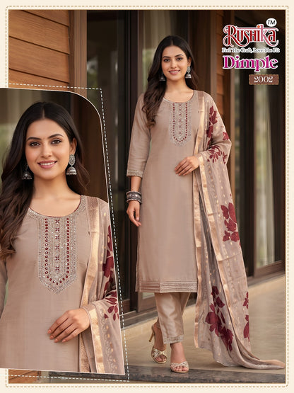 Dimple Vol 2 Rushika Vichitra Silk Readymade Pant Style Suits Wholesale Price