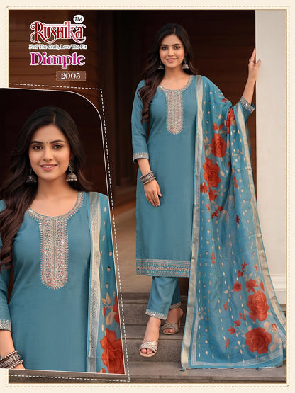 Dimple Vol 2 Rushika Vichitra Silk Readymade Pant Style Suits Wholesale Price