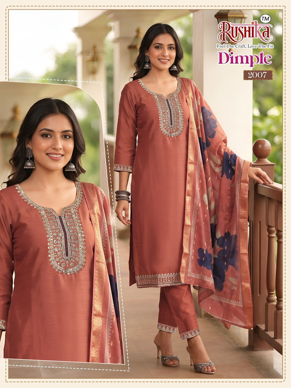 Dimple Vol 2 Rushika Vichitra Silk Readymade Pant Style Suits Wholesale Price