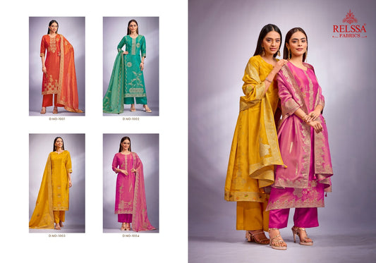 Dinaz Relssa Fabrics Simmer Pant Style Suits Manufacturer Ahmedabad