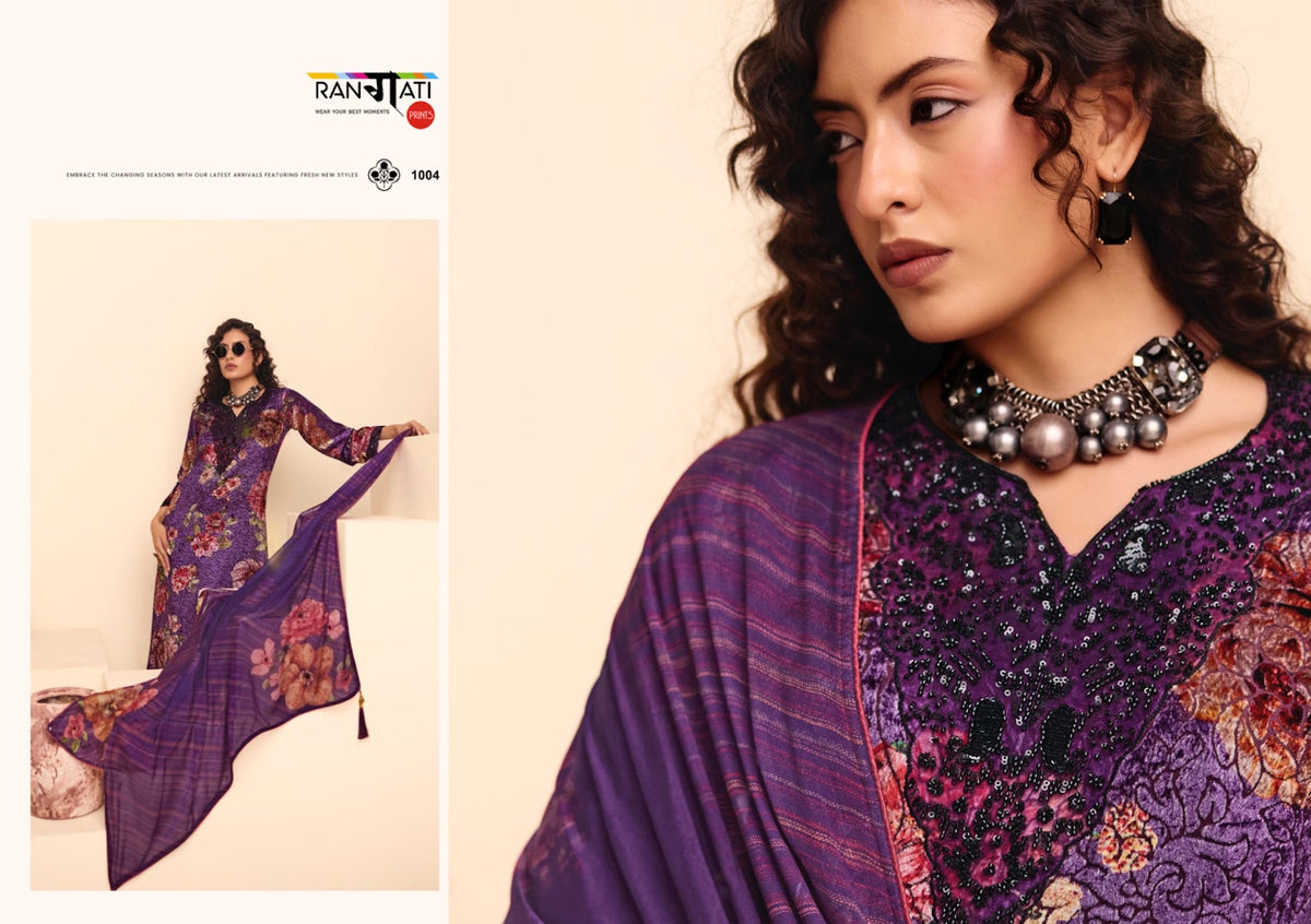 Dior Rangati Prints Velvet Suits Wholesaler Gujarat