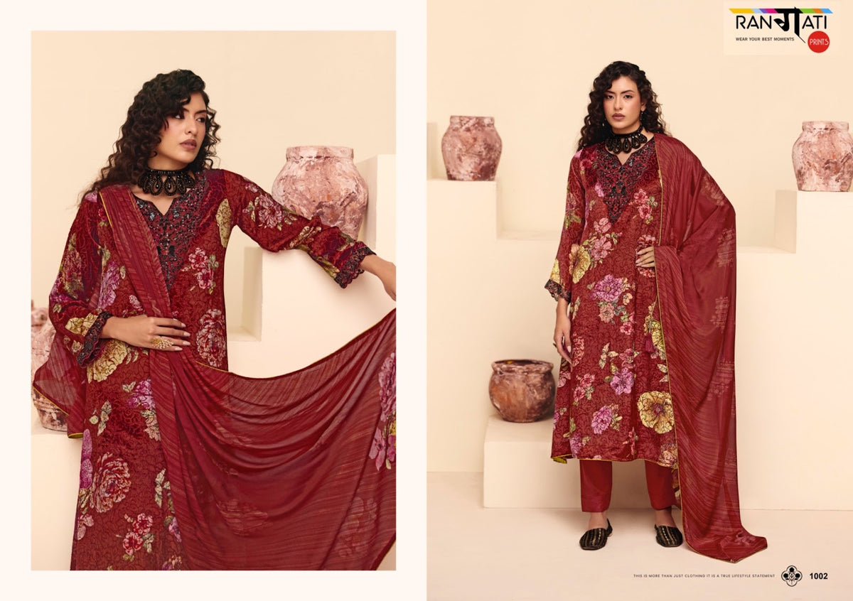 Dior Rangati Prints Velvet Suits Wholesaler Gujarat