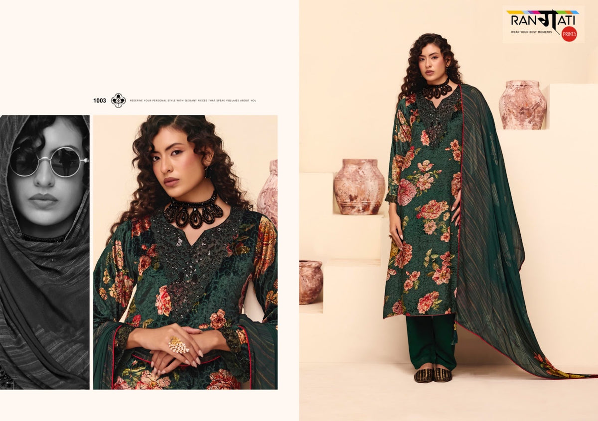 Dior Rangati Prints Velvet Suits Wholesaler Gujarat