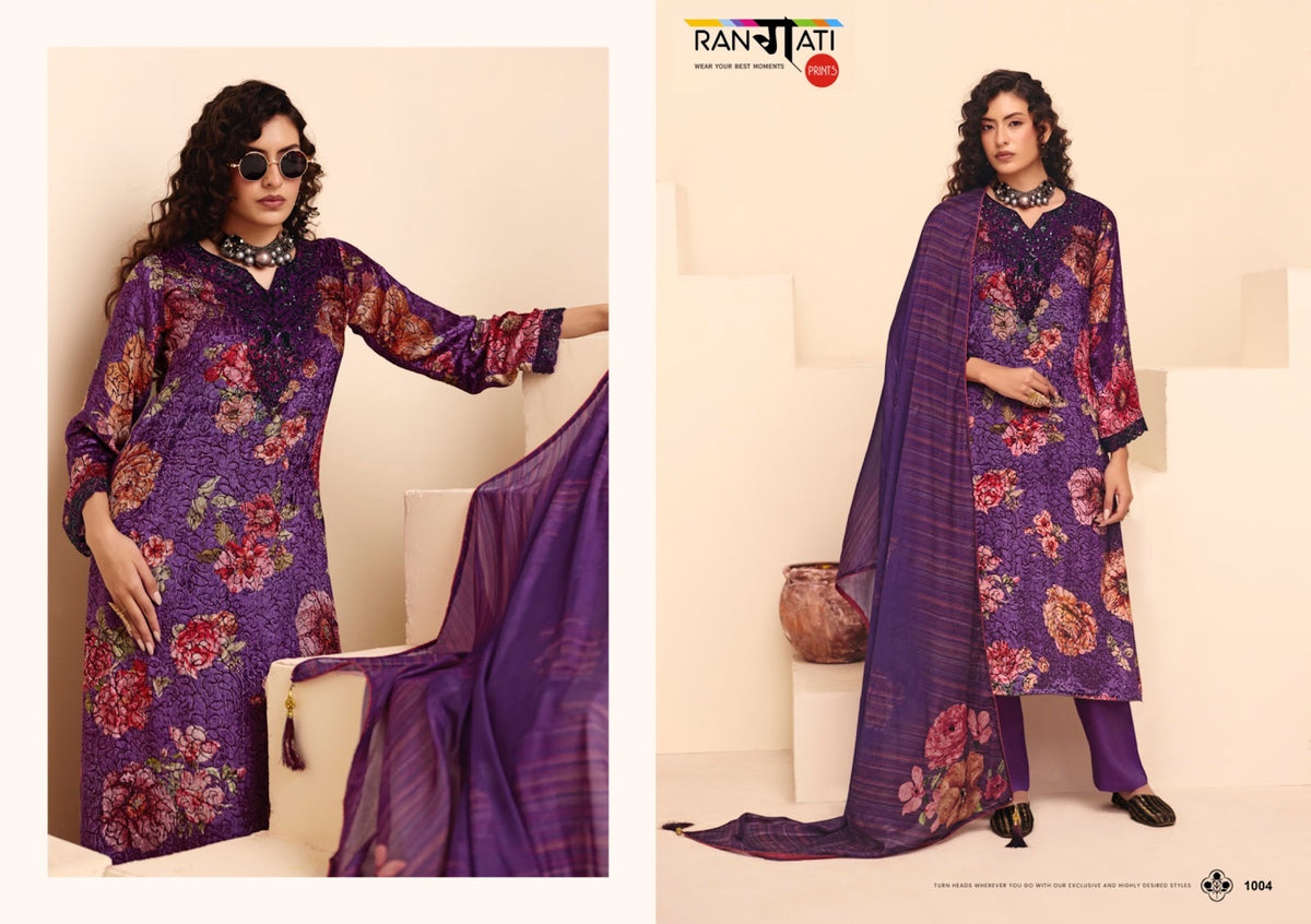 Dior Rangati Prints Velvet Suits Wholesaler Gujarat
