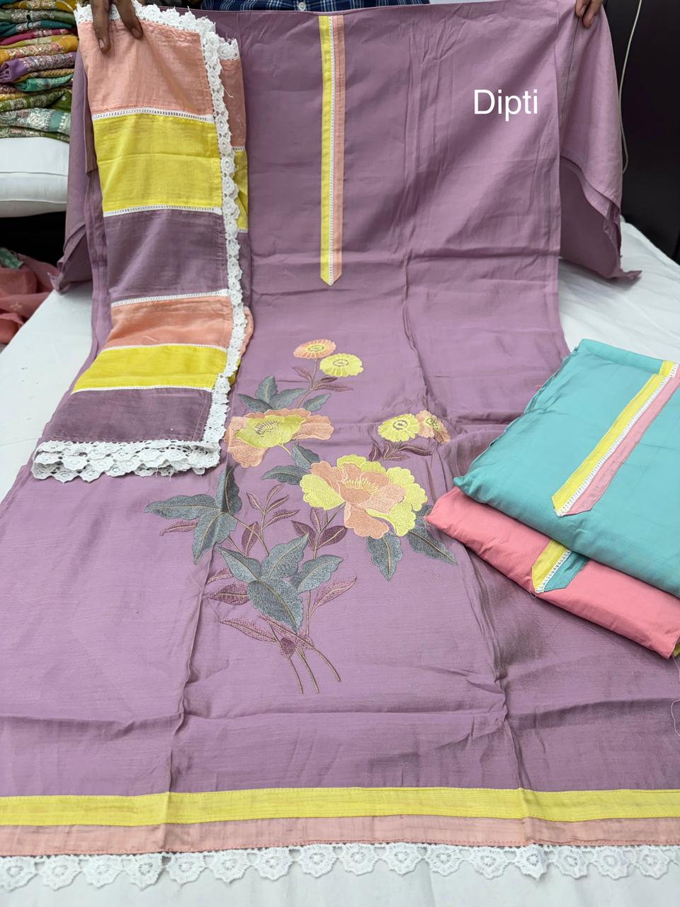 Dipti Nayandeep Roman Silk Salwar Suits Wholesale Price