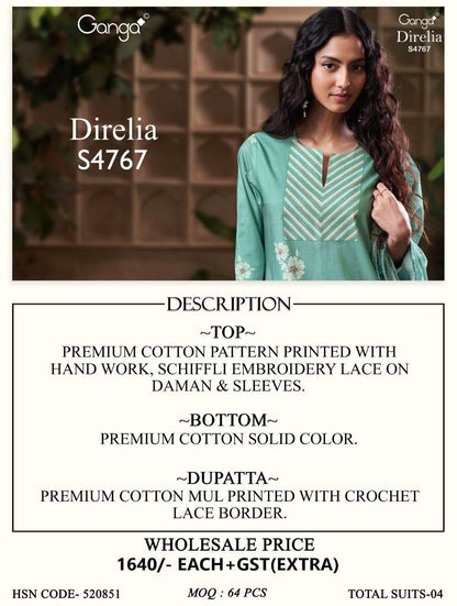 Direlia S4767 Ganga Cotton Pant Style Suits Manufacturer