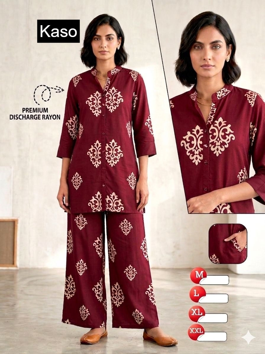Discharge 030726 Kaso Rayon Co Ord Set Supplier Gujarat