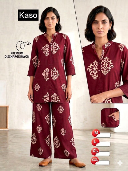 Discharge 030726 Kaso Rayon Co Ord Set Supplier Gujarat