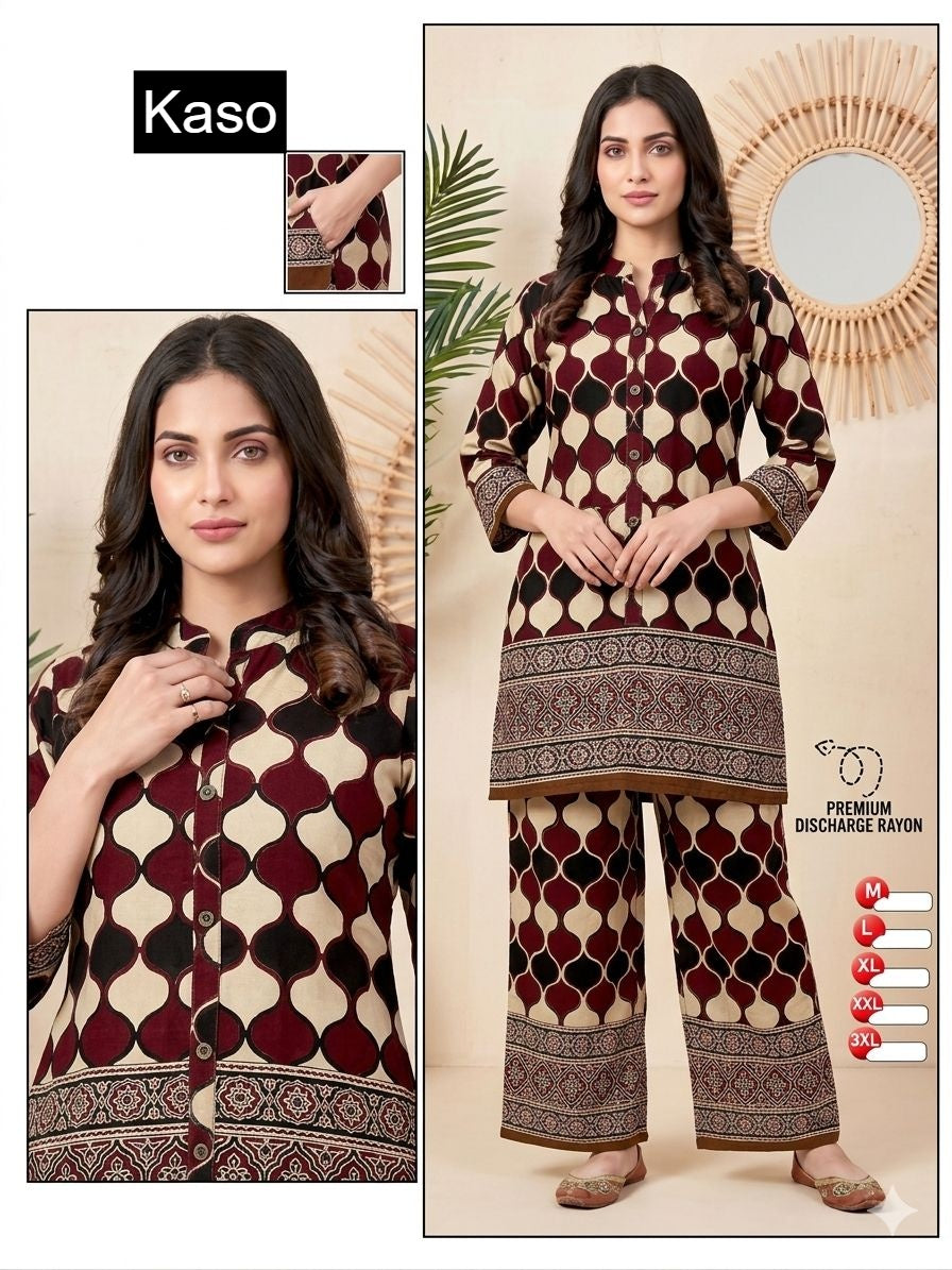 Discharge 030726 Kaso Rayon Co Ord Set Supplier Gujarat