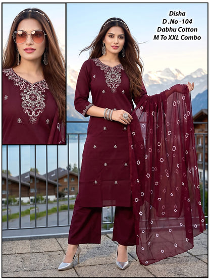 Disha Green Tomato Dhabu Cotton Readymade Pant Style Suits Exporter