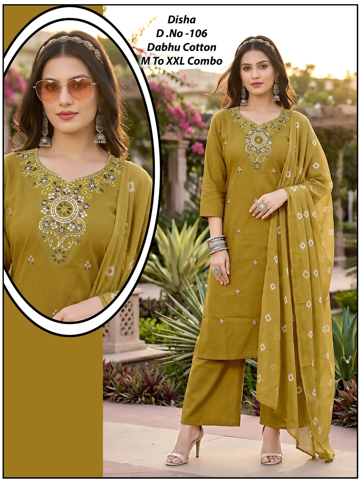 Disha Green Tomato Dhabu Cotton Readymade Pant Style Suits Exporter
