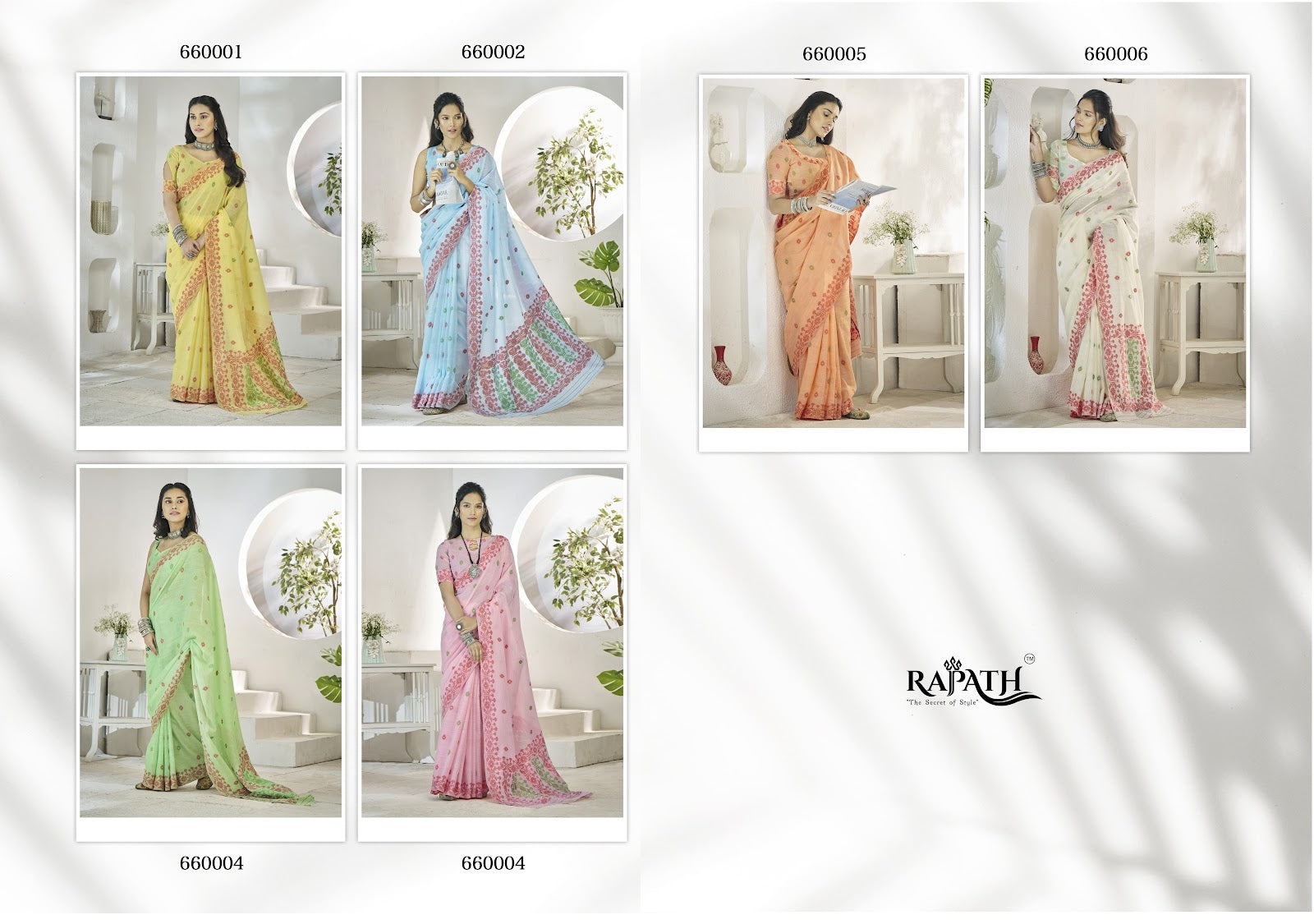 Disha Silk 660001-660006 Rajpath Linen Sarees Wholesale Price