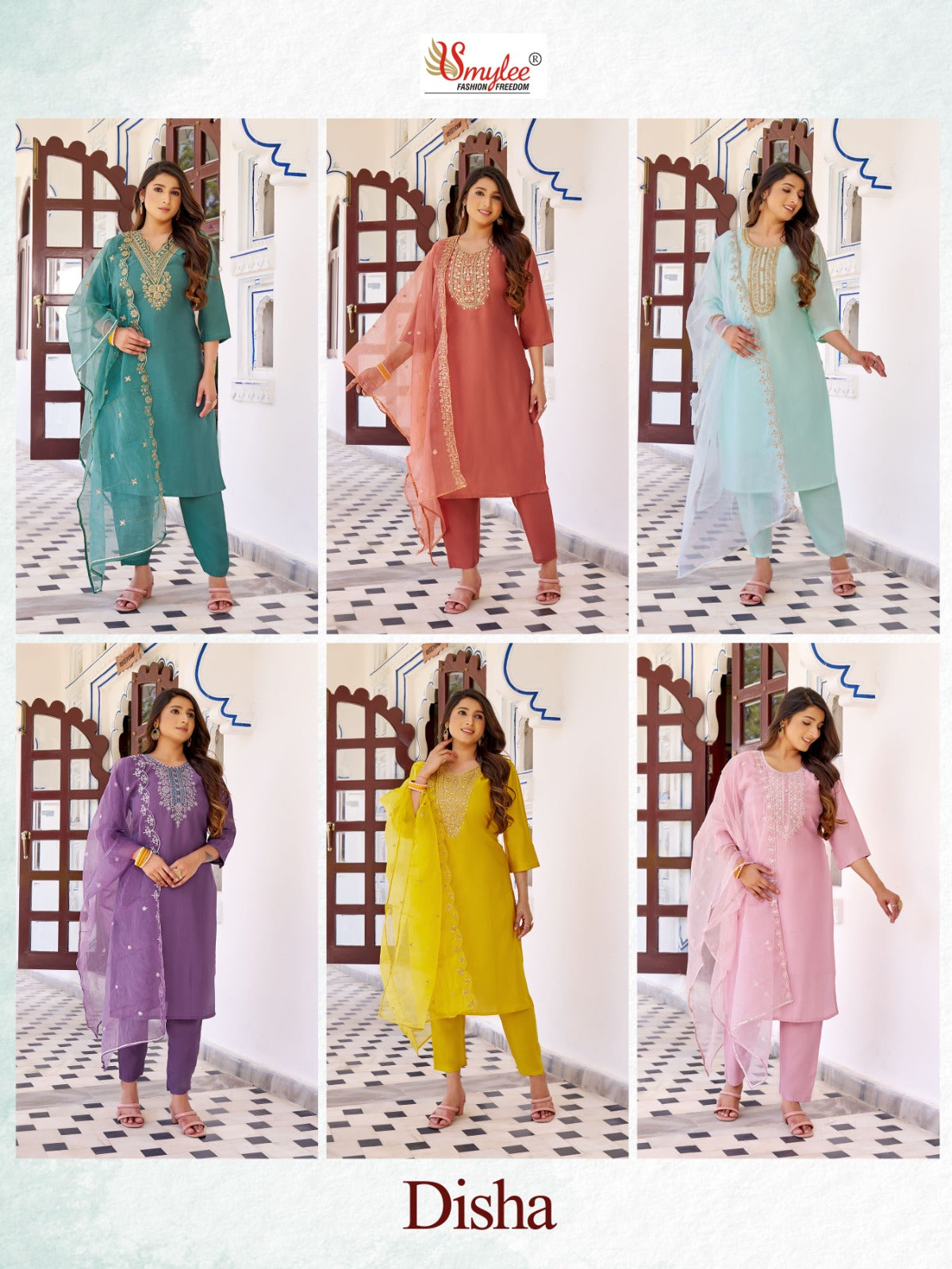 Disha Smylee Roman Silk Readymade Pant Style Suits Exporter