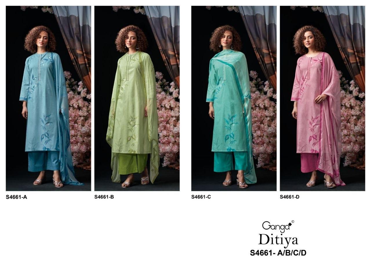 Ditiya 4661 Ganga Cotton Pant Style Suits Wholesale Price
