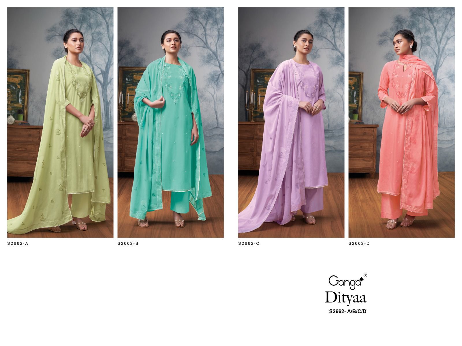 Dityaa 2662 Ganga Premium Plazzo Style Suits Exporter Gujarat