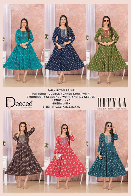 Dityaa Deecee Rayon Anarkali Kurtis Supplier