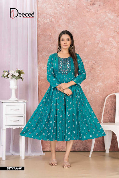 Dityaa Deecee Rayon Anarkali Kurtis Supplier