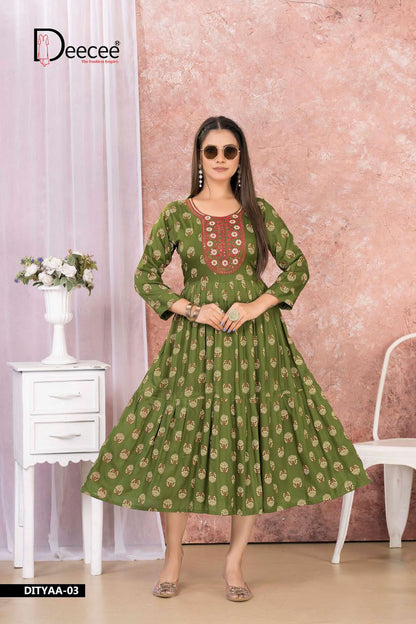 Dityaa Deecee Rayon Anarkali Kurtis Supplier